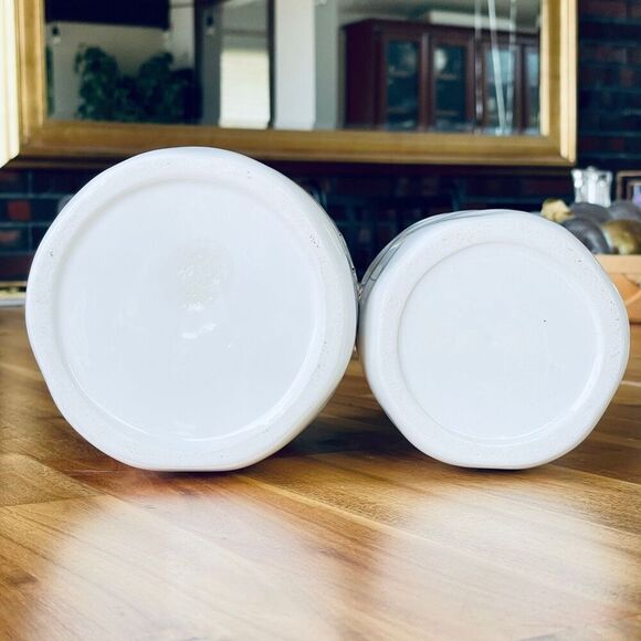 NWT Gorgeous TEA & COFFEE w/ Dimples  White & Black Glossy Ceramic Canister Set - Picture 10 of 16